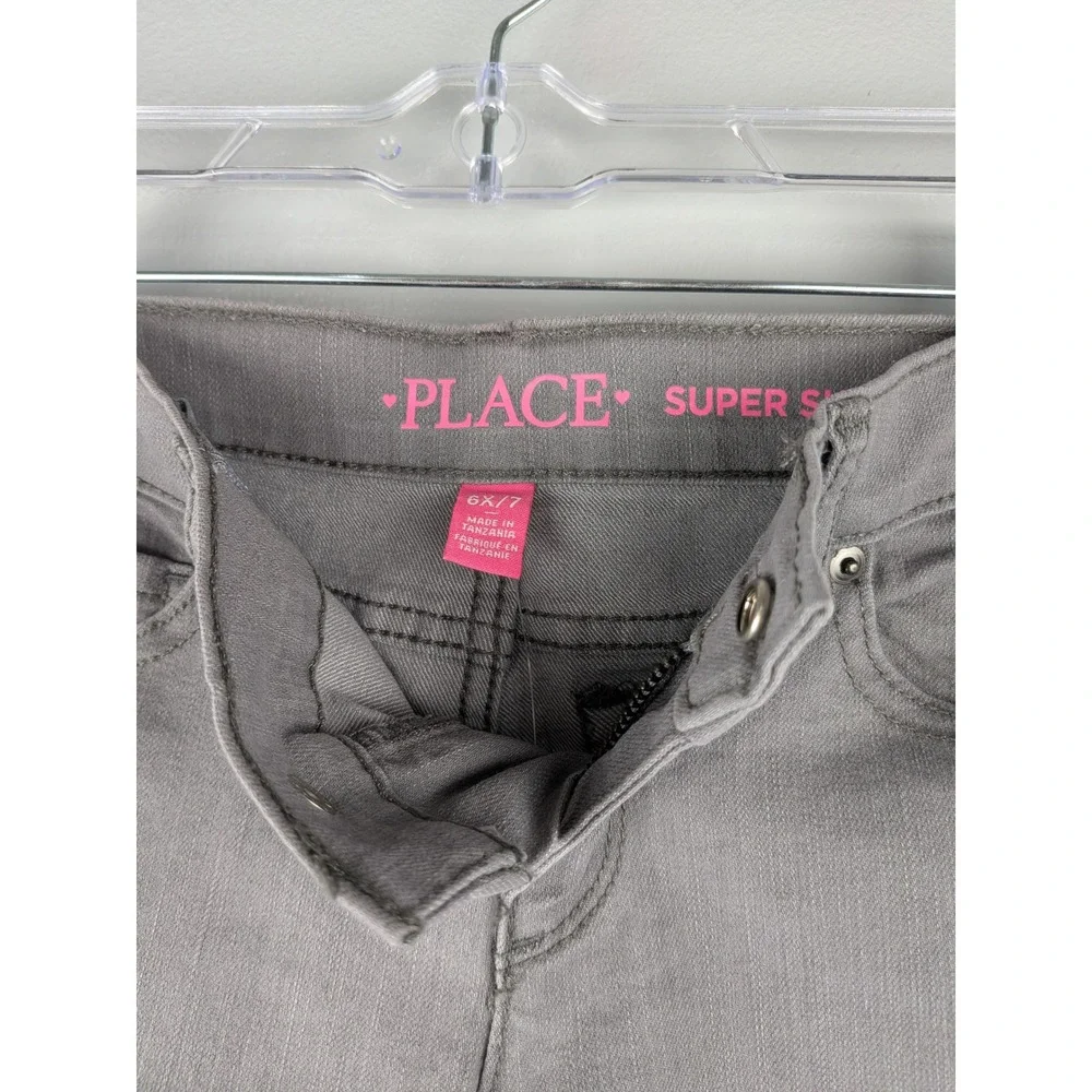The Childrens Place Girls Super Skinny Jeans Gray Stretch Denim Size 6X 7 NWT